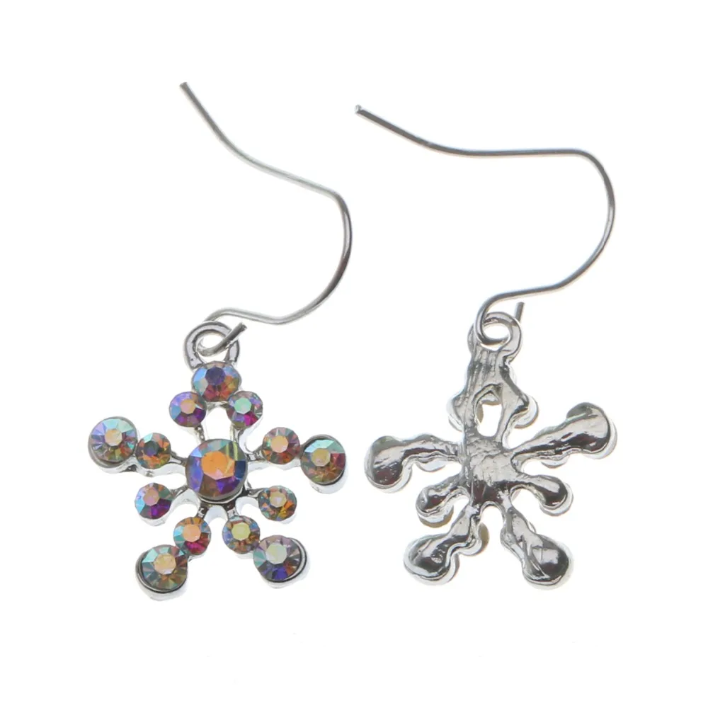 Женские хрустальные серьги-гвоздики для снежной флейки Bijoux, женские серьги-кольца, модные ювелирные украшения