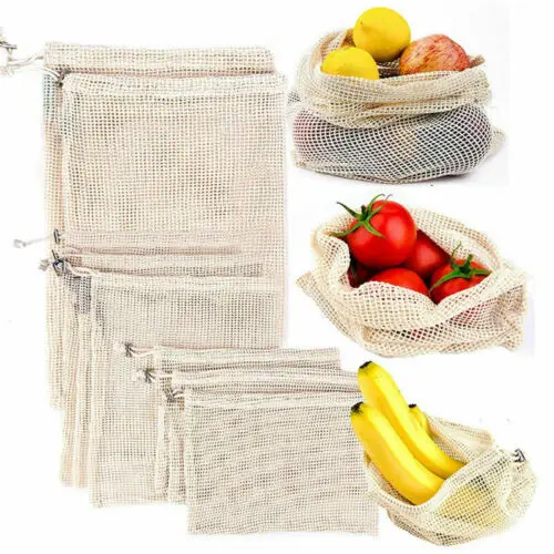 Хлопковая сумка для покупок на шнурке многоразовая упаковка хранения продуктов