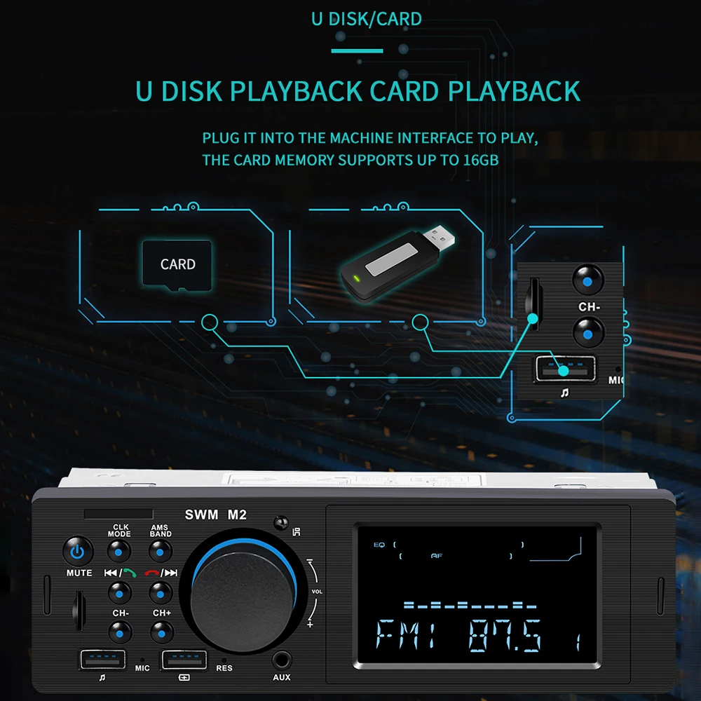 Bluetooth автомобиля MP3 плеер 12 v Авто Стерео Авторадио Цифровой автомобиль радио FM Aux Вход приемник SD USB мультимедийный плеер