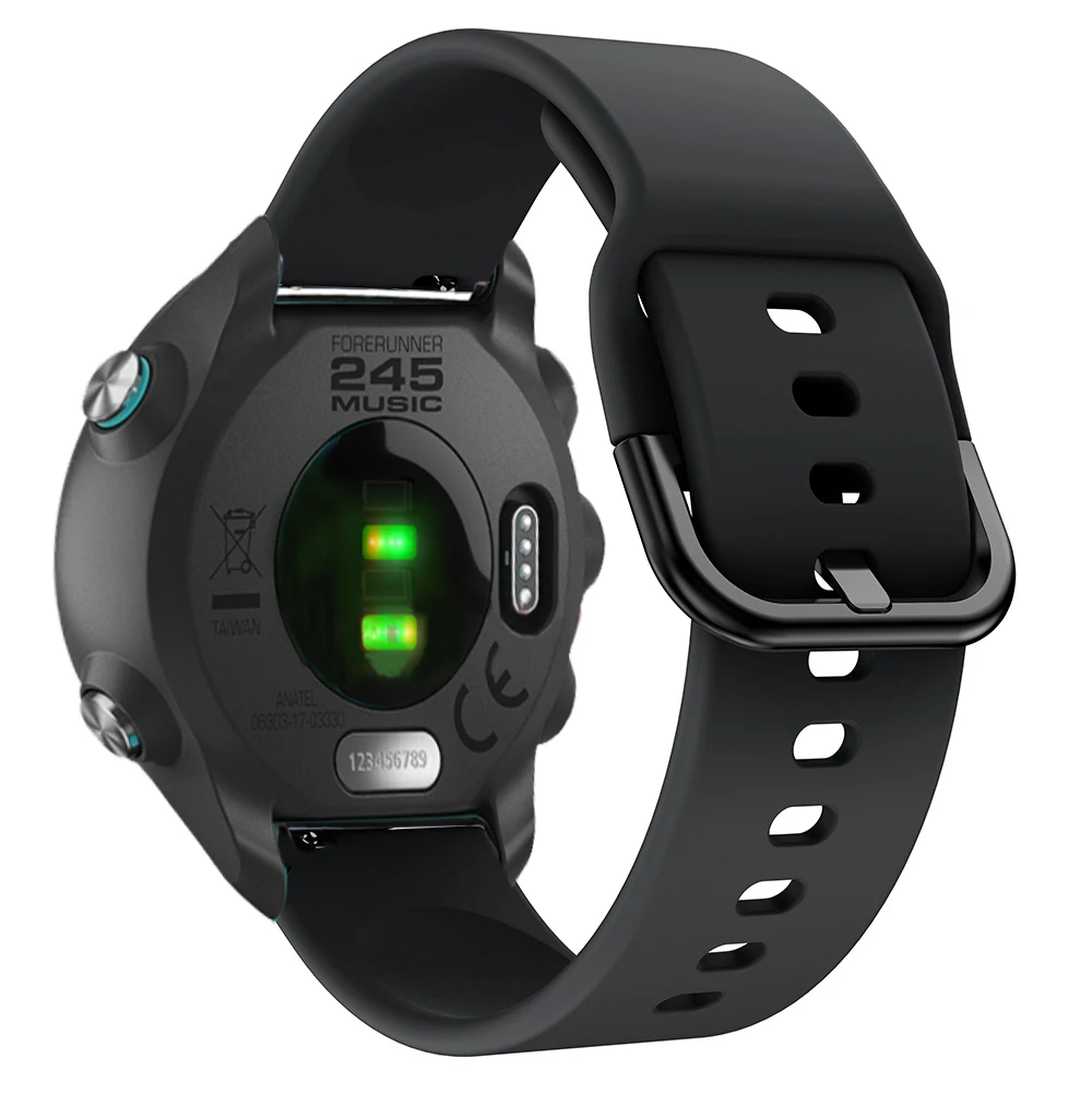 Ремешок силиконовый для спортивных часов 20 мм Garmin Forerunner 245/245M/645/Vivoactive 3/Vivomove HR