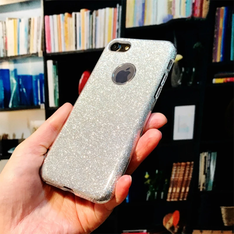 Silver GerTong TPU PE PC Блестящий чехол для телефона для iPhone 7 8 6S 6 Plus X 5S SE 5 S 10 десять Блестящий Золотой Розовый Блестящий чехол - Цвет: Silver