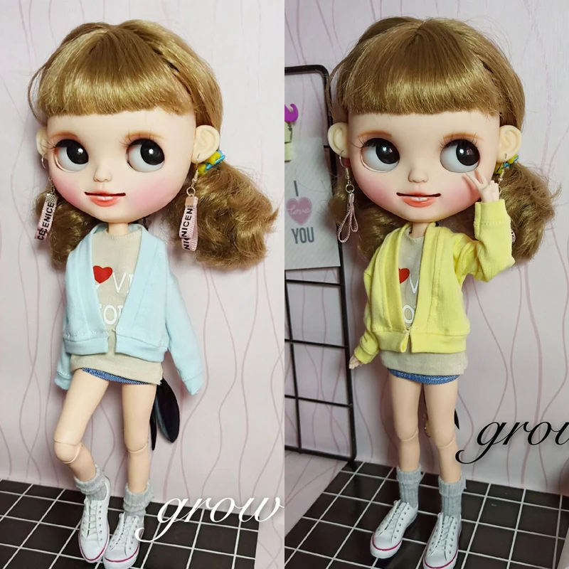 Одежда для куклы Blyth голубая Желтая верхняя Azone Licca OB24 1/6 аксессуары кукол 1