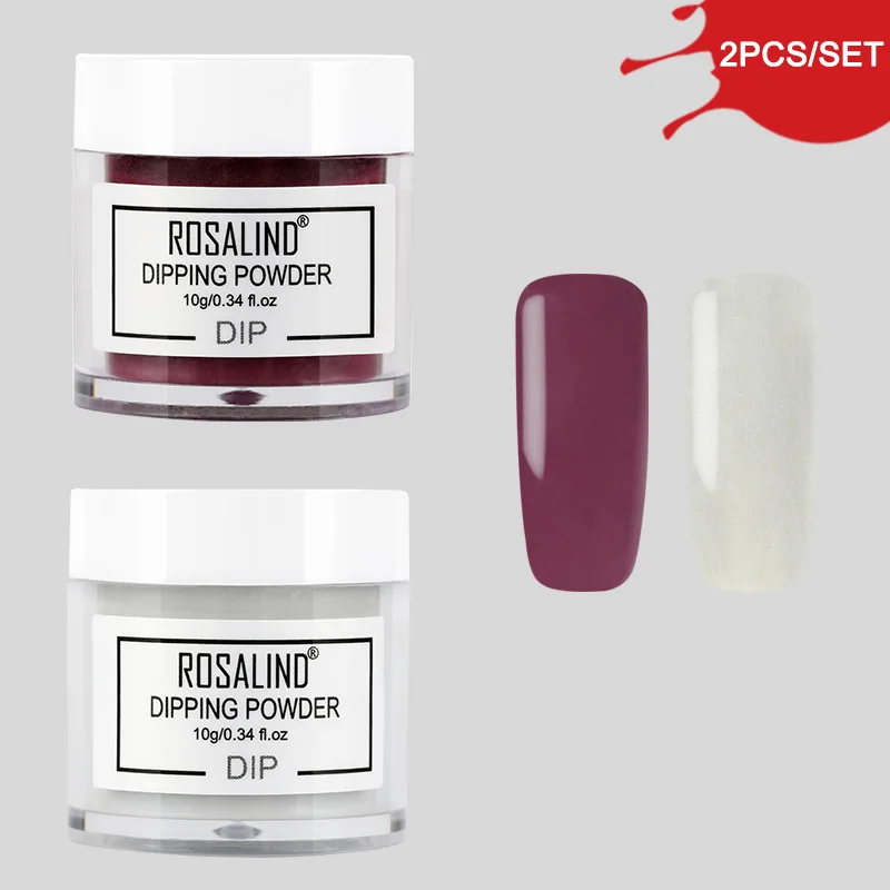 RP-2PCS-04 ROSALIND погружающая блестящая пудра натуральный сухой хром пигмент дизайн ногтей пыль голографическая Пудра Набор для гель-лака маникюр - Цвет: RP-2PCS-04