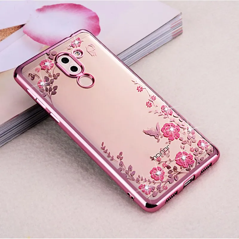Роскошный силиконовый чехол из ТПУ с алмазными цветами для huawei Y6 Y9 PRO 2019 P20 P30 lite pro