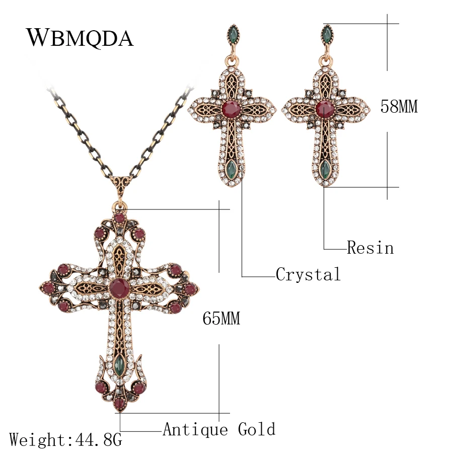 Женские винтажные сережки с кулоном и крестом в индийском стиле 2 шт./лот|jewelry sets for