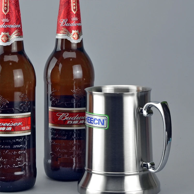 

Бесплатная доставка HEECN 450 мл/16 унций, двойная стена, изолирующая чашка с нержавеющей ручкой, пивная кружка/кофейная кружка