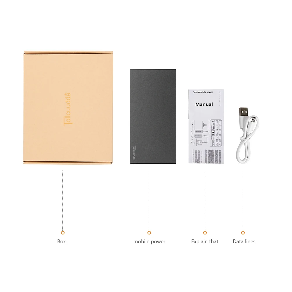 Tollcuudda уникальный Запасные Аккумуляторы для телефонов 10000 мАч Dual USB ultra slim