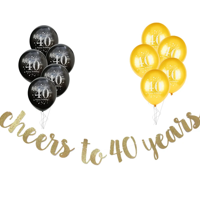 12 40/50/60/70/30th День Рождения украшения для взрослых ура 50th лет happy плакат "с днем рождения" с Золотые воздушные шары Золотое памяти - Цвет: 12