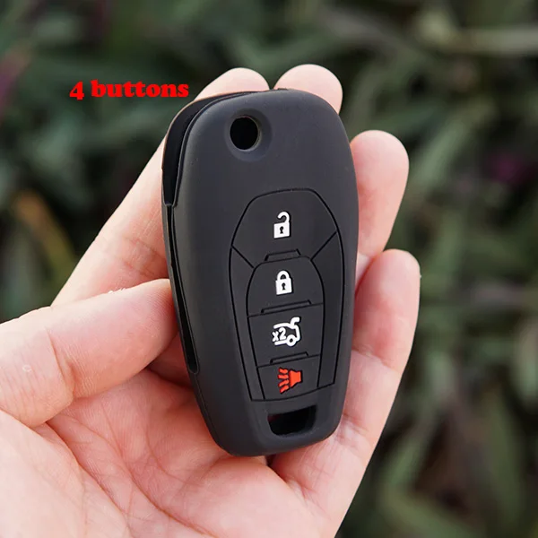 4 Buttons Black Силиконовый брелок крышка чехла защищают кожу для Chevrolet Chevy Cruze Malibu Aveo Captiva Spark Sonic зубная щётка Флип Ключа - Название цвета: 4 Buttons Black