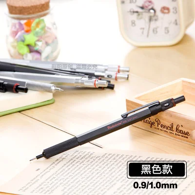 black 09 1mm Высокое качество 0,5/0,7/0,9/2 мм rotring механический автоматический карандаш RedCircle разработки металлический пенал доя карандашей, пенал для профессионального рисования комиксов - Цвет: black 09 1mm