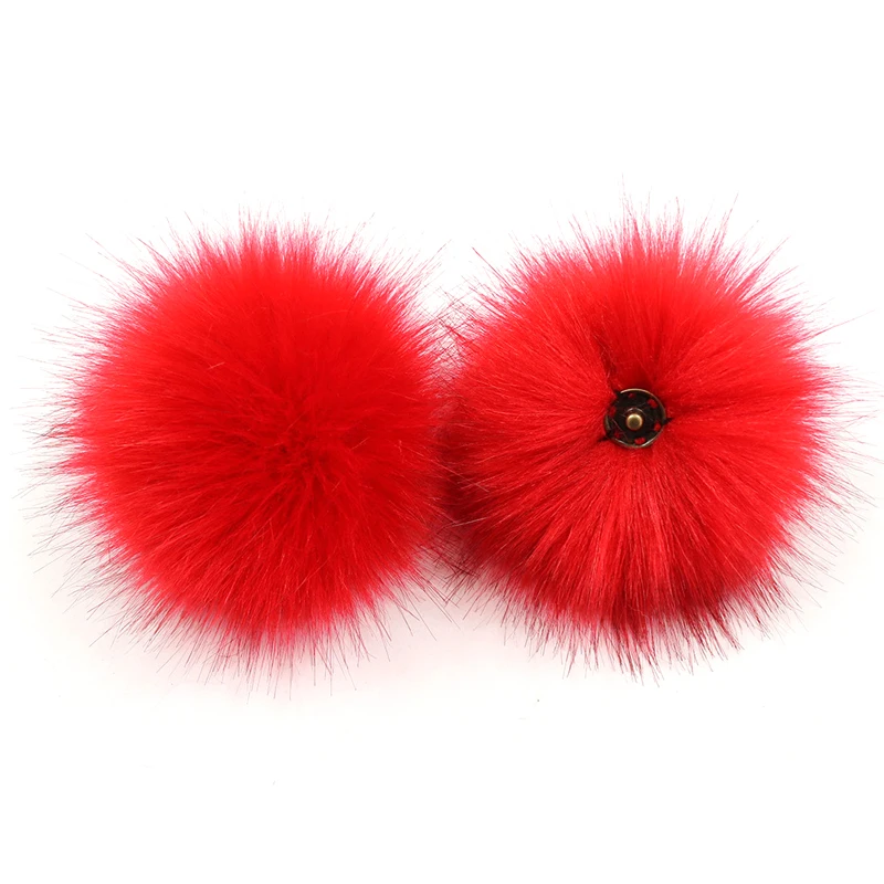 DIY пушистые накладные Pom мяч 8 см Искусственный помпон из меха с Пресс кнопка для шляпа Ключ Цепочки, аксессуары украшены мяч