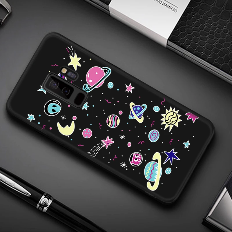 Чехол с рисунком для Samsung Galaxy S8 S9 Plus Note 8 9 A8 A6 плюс A5 A7 черный матовый чехол для Samsung 10 J4 J6 A9 S10 S10