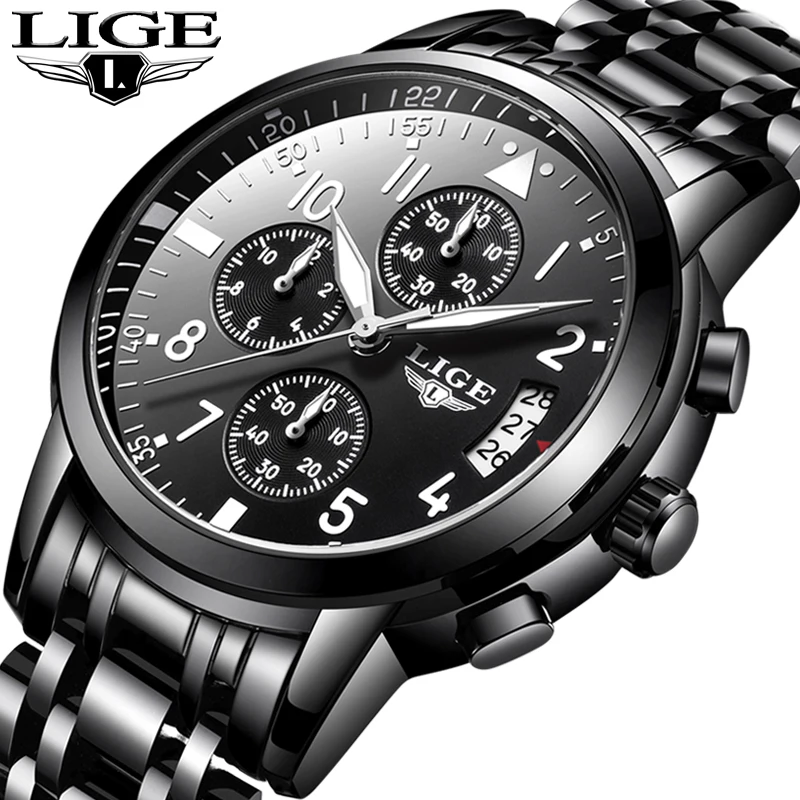 Relogio masculino LIGE мужские часы брендовые Роскошные Модные Бизнес Кварцевые наручные
