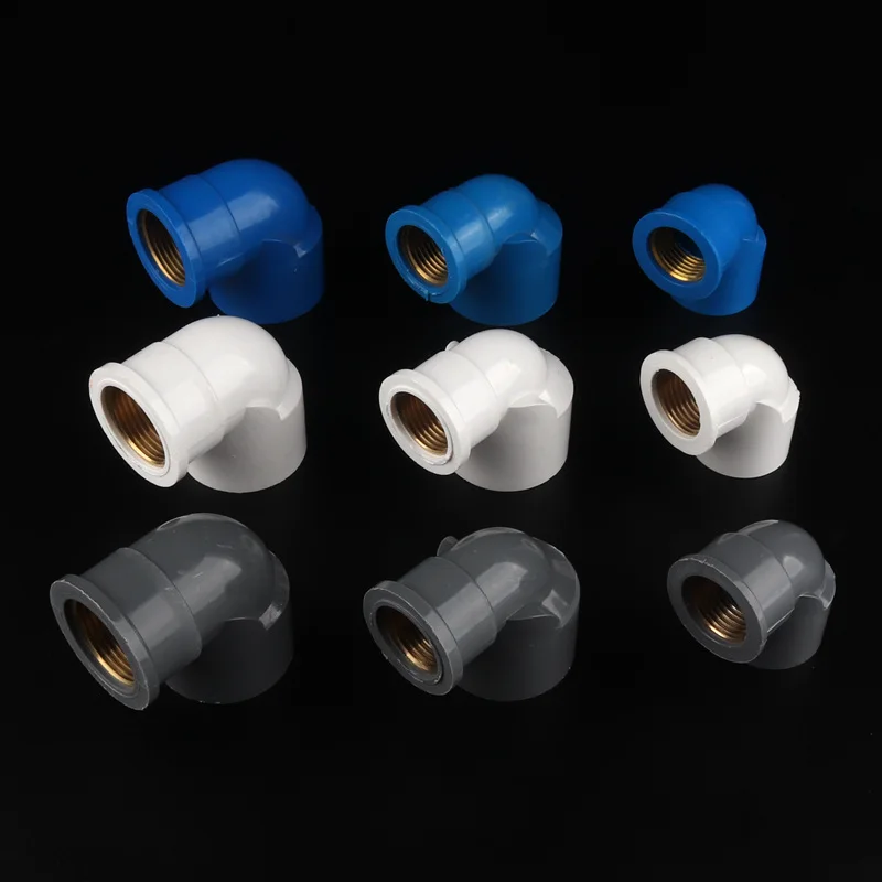 

2pcs 1/2, 3/4Inch PVC Reducing Elbow Connectors Female Thread Brass 90 Degree Elbow Adapters for Garden Water Irrigation