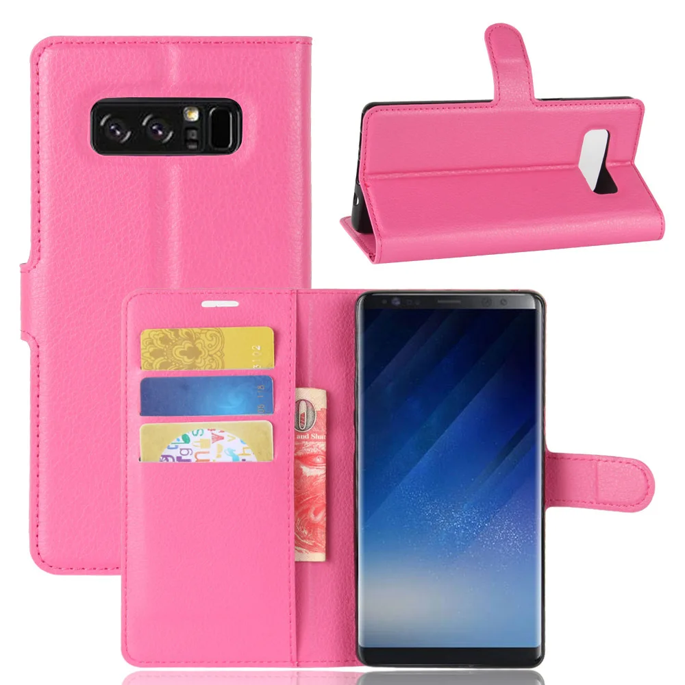 30pcs/lot free shipping Lychee wallet leather PU+TPU cover case card holder for Samsung galaxy note 8 | Мобильные телефоны и