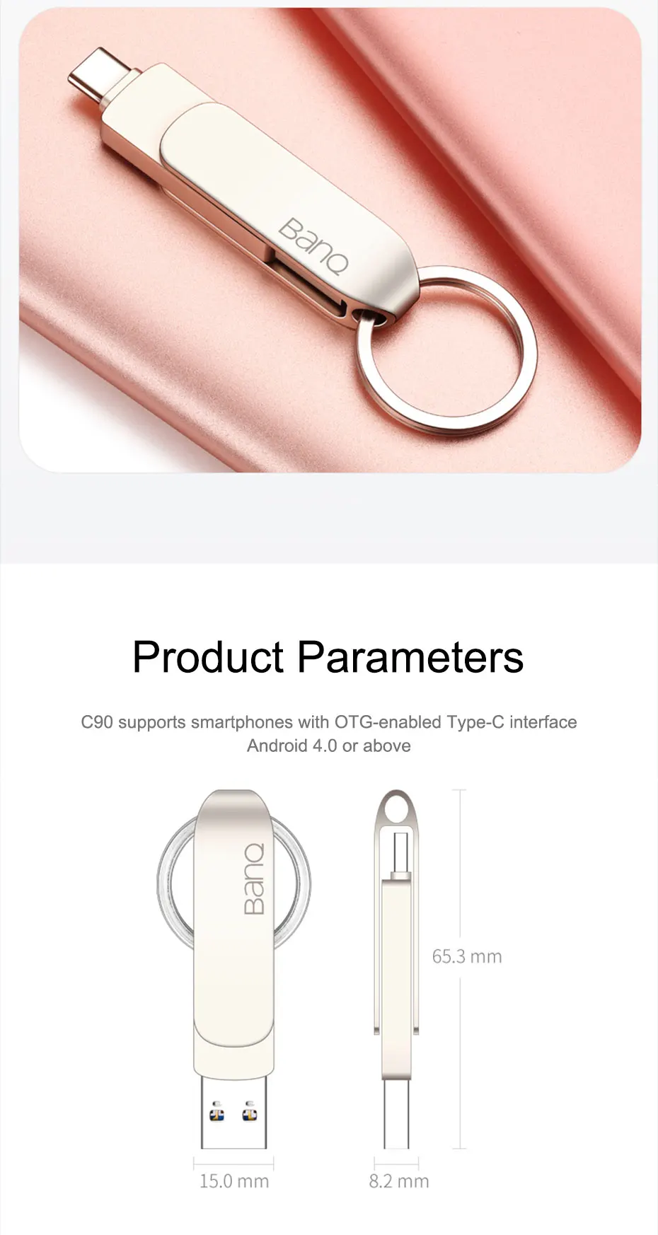 BanQ C90 USB флеш-накопитель 32 Гб OTG металлический USB 3,0 флеш-накопитель ключ 64 Гб Тип C3.1 высокоскоростной мини-флеш-накопитель карта памяти