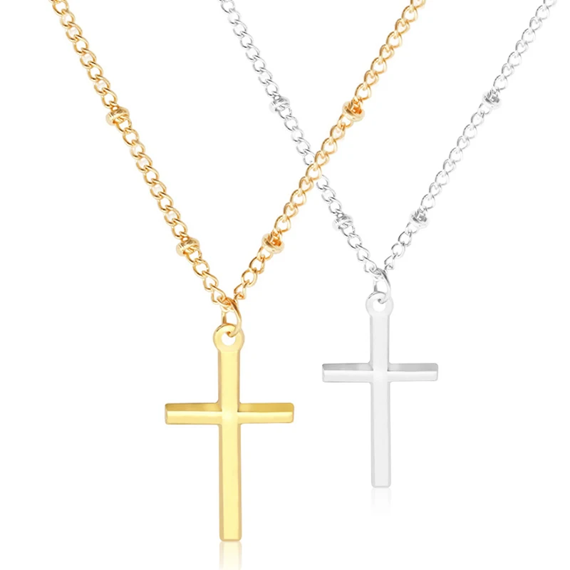 Бусы маленькие золотые крест религиозный 1 шт девушки пары золотое ожерелье с