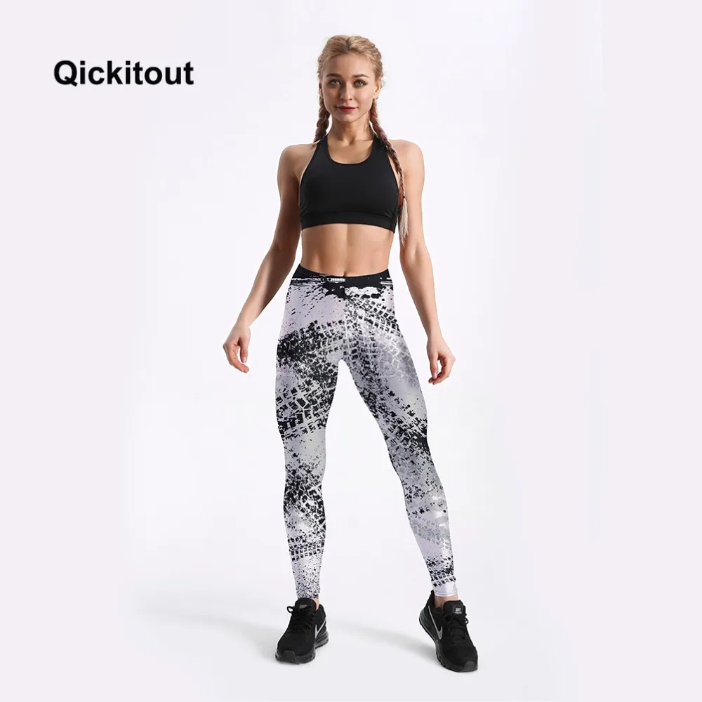 Qickitout женские модные леггинсы с принтом Высокая талия тонкий стрейч лодыжки