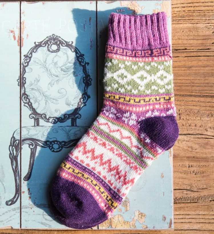 Hipster шерсть кролика носки 5 пар фантазии слепой Для женщин теплые зимние