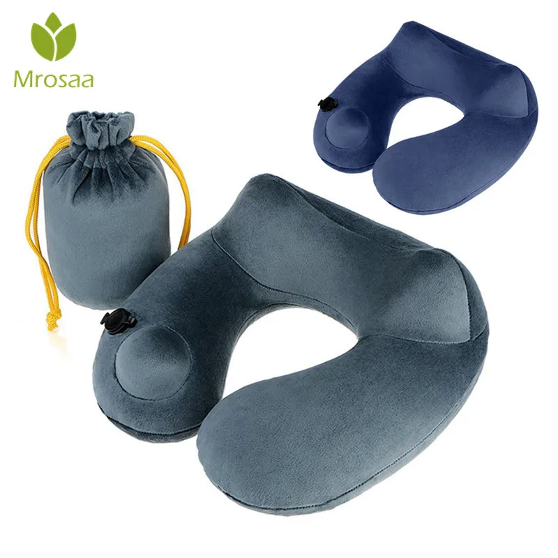 Горячая кнопочное надувная подушка для шеи с самолет рюкзак путешествия