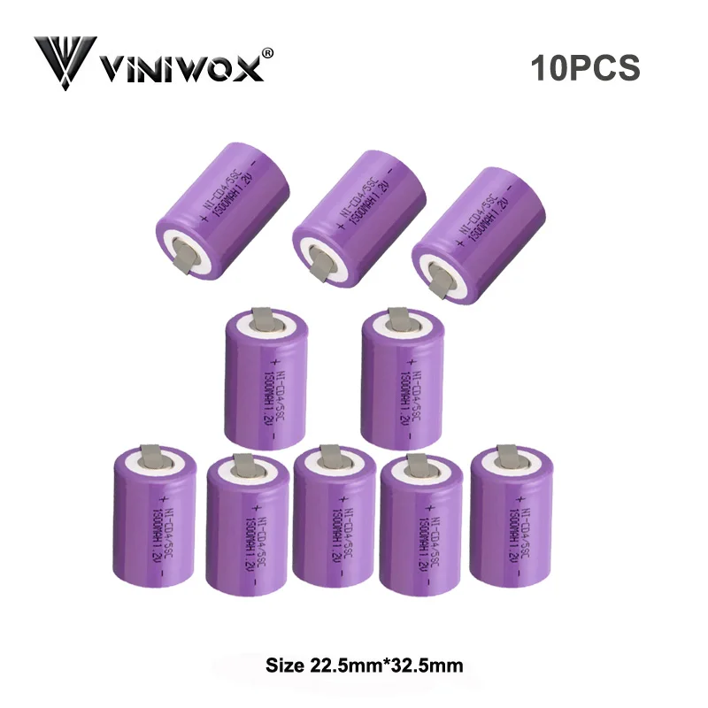 Аккумуляторные батареи 1500mAh Ni-CD 4/5SC 1,2 V для электрический фонарик вентилятор Электроинструмент никель кадмиевая батарея сотовые все инструменты аккумулятор - Цвет: 10PCS