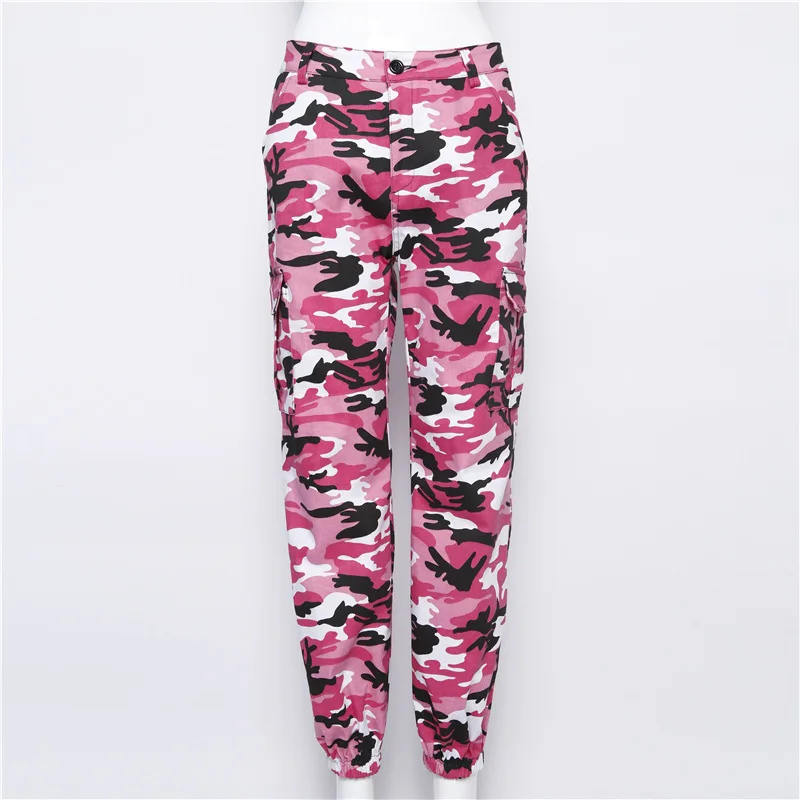 Женские свободные мешковатые брюки модные розовые камуфляжные спортивные штаны