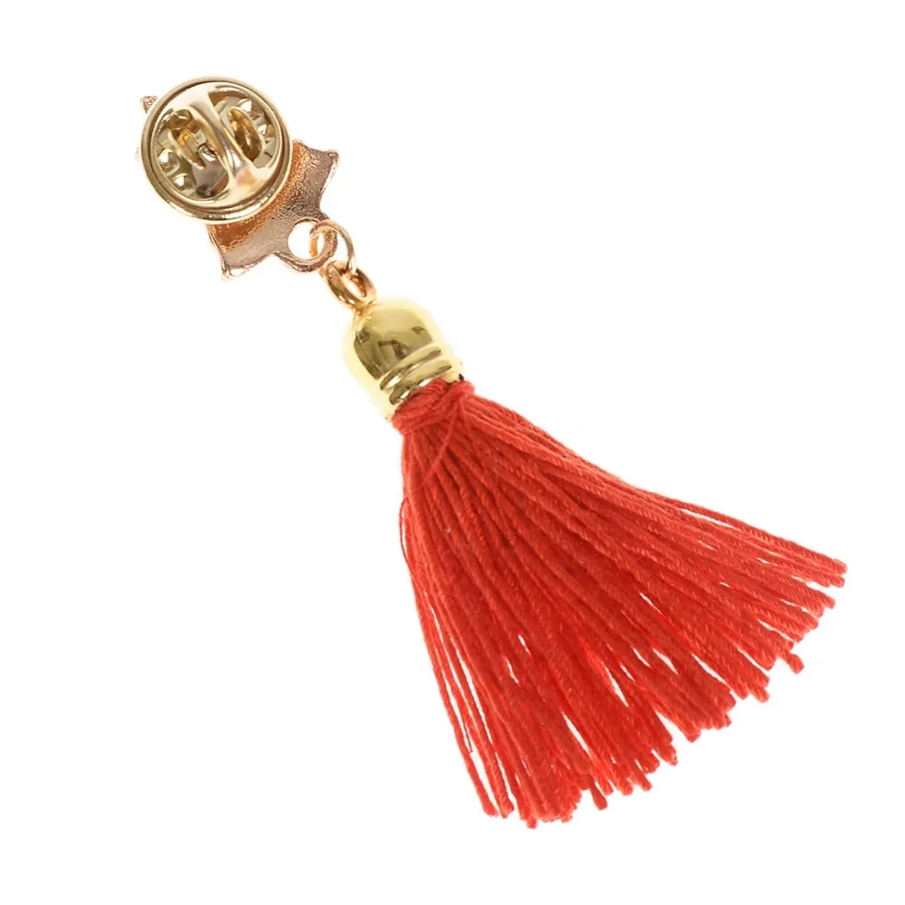New Year Xmas Gift Christmas Hat Red Color Long Tassel Brooch Pin For Women Kid Holiday Party Jewelry Accessories | Украшения и