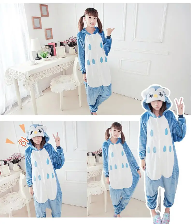 Autumn Winter Couple Flannel Pajamas Set Cartoon Sleepwear Lovers Long Sleeve Warm Sleepsuit Night Owl Lovely Clothes | Тематическая