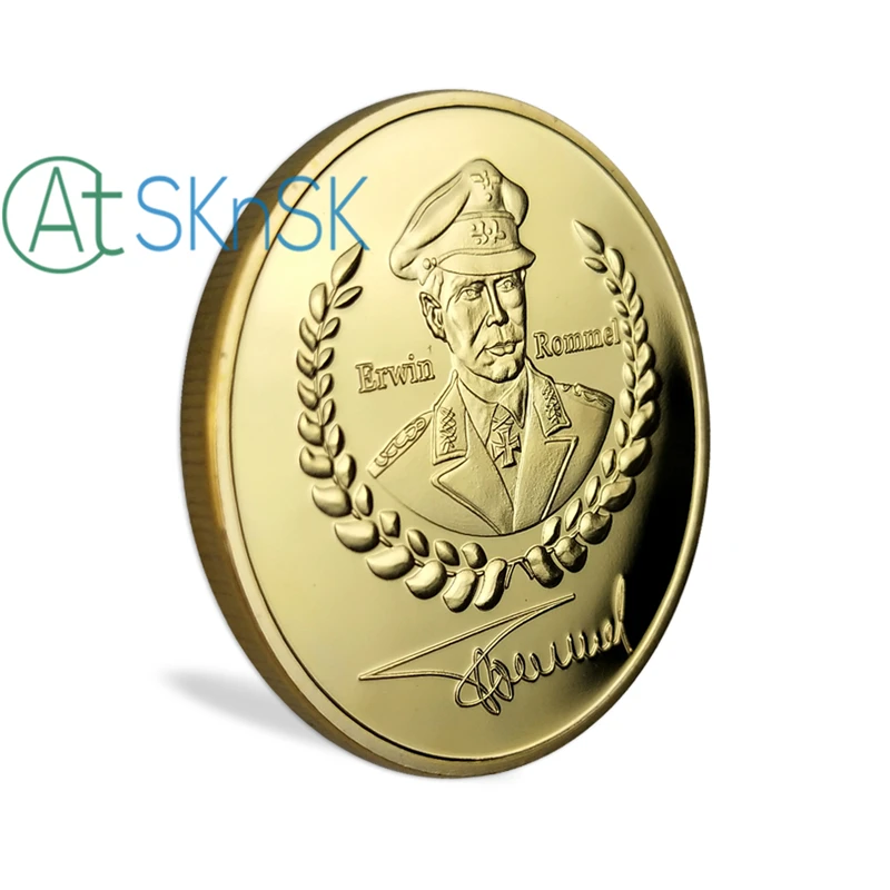 1 шт. позолоченные Коллекционные монеты Sovenir Второй мировой войны, немецкая памятная монета Erwin Rommel Deutsche Wehrmacht