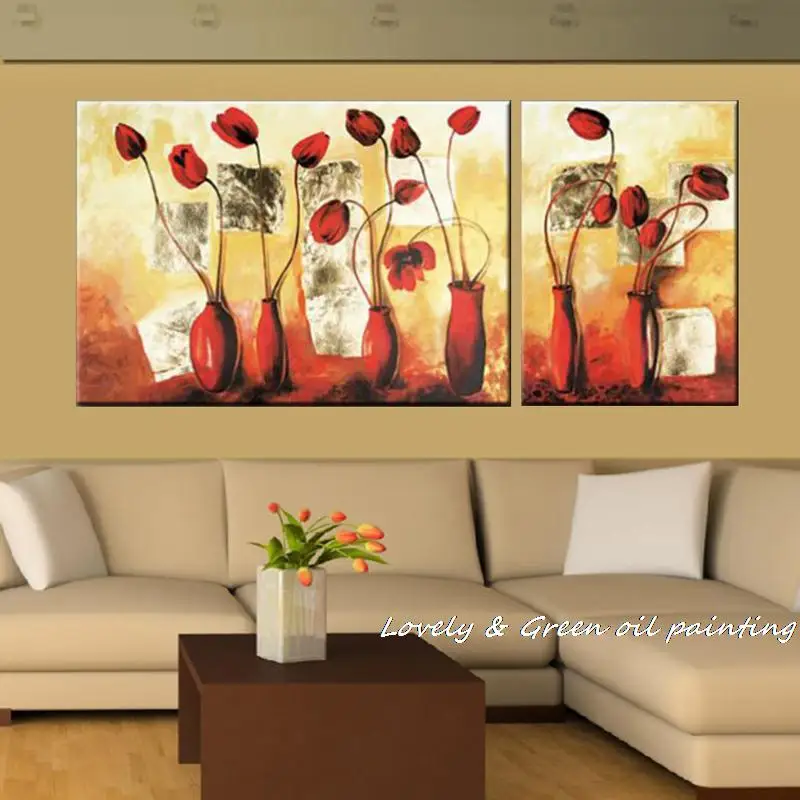 2 шт. 100% ручная роспись цветок картина маслом на холсте Современная Абстрактная