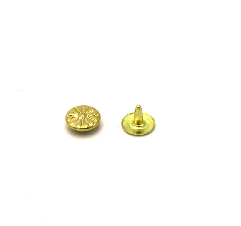 

100set Special Offer 2017 New Metal Gold flower Nail Textile Accessories Circular Rivet 9.5mm Double