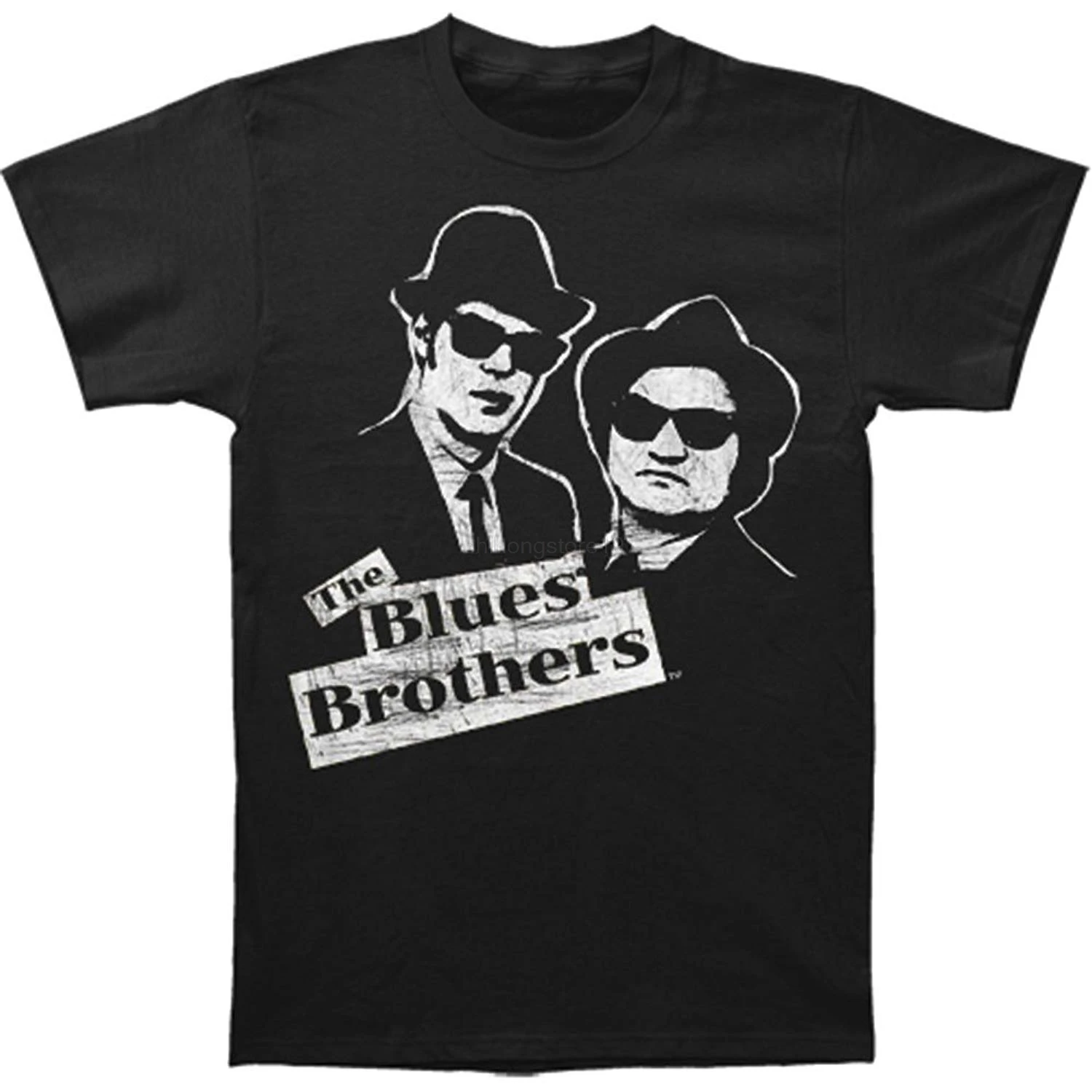 Черная и белая футболка с принтом Blues Brothers Jake and Elwood | Мужская одежда