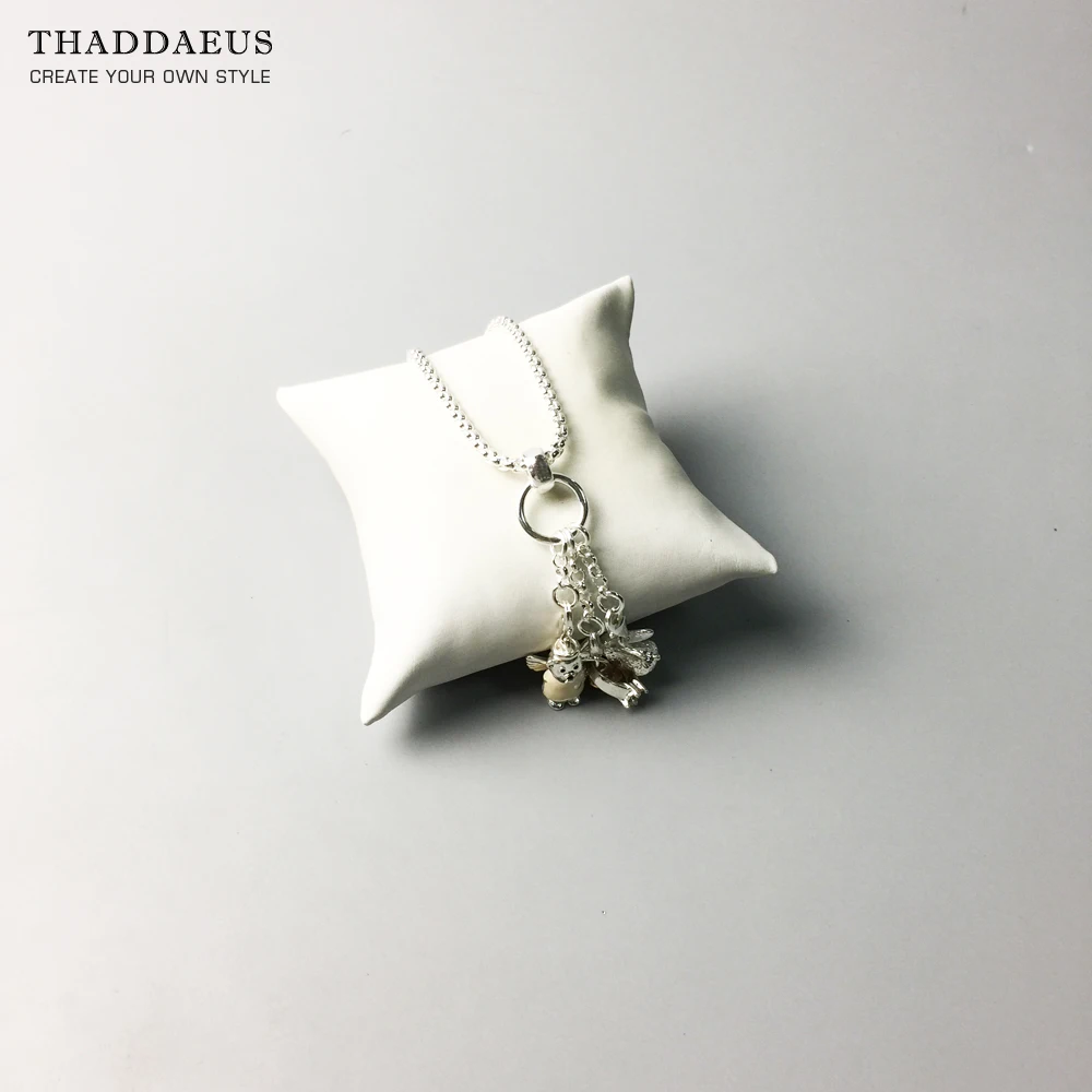 

Silver Dangle Three Curb Charms Carriers 925 Sterling Silver Fit Necklace, Europe Glam Jewelry Soul Gift For Women