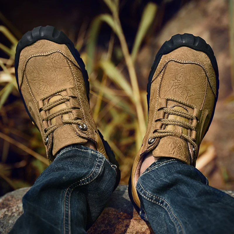 2019 new fashion men's shoes casual genuine leather cow lace up shoe man khaki brown black breathable comfortable for men | Обувь