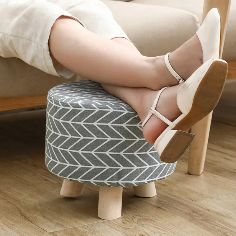 Современные тканевые стулья из твердой древесины утолщенный маленький низкий