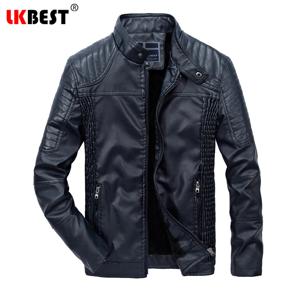 LKBEST новинка зимняя кожаная куртка Мужская Классическая мотоциклетная