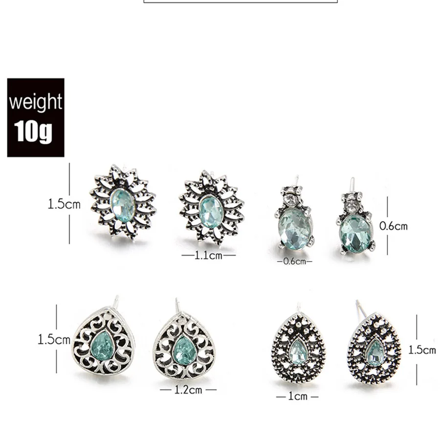 4 пар/компл. винтажные Богемские серьги гвоздики для женщин в виде цветка форме