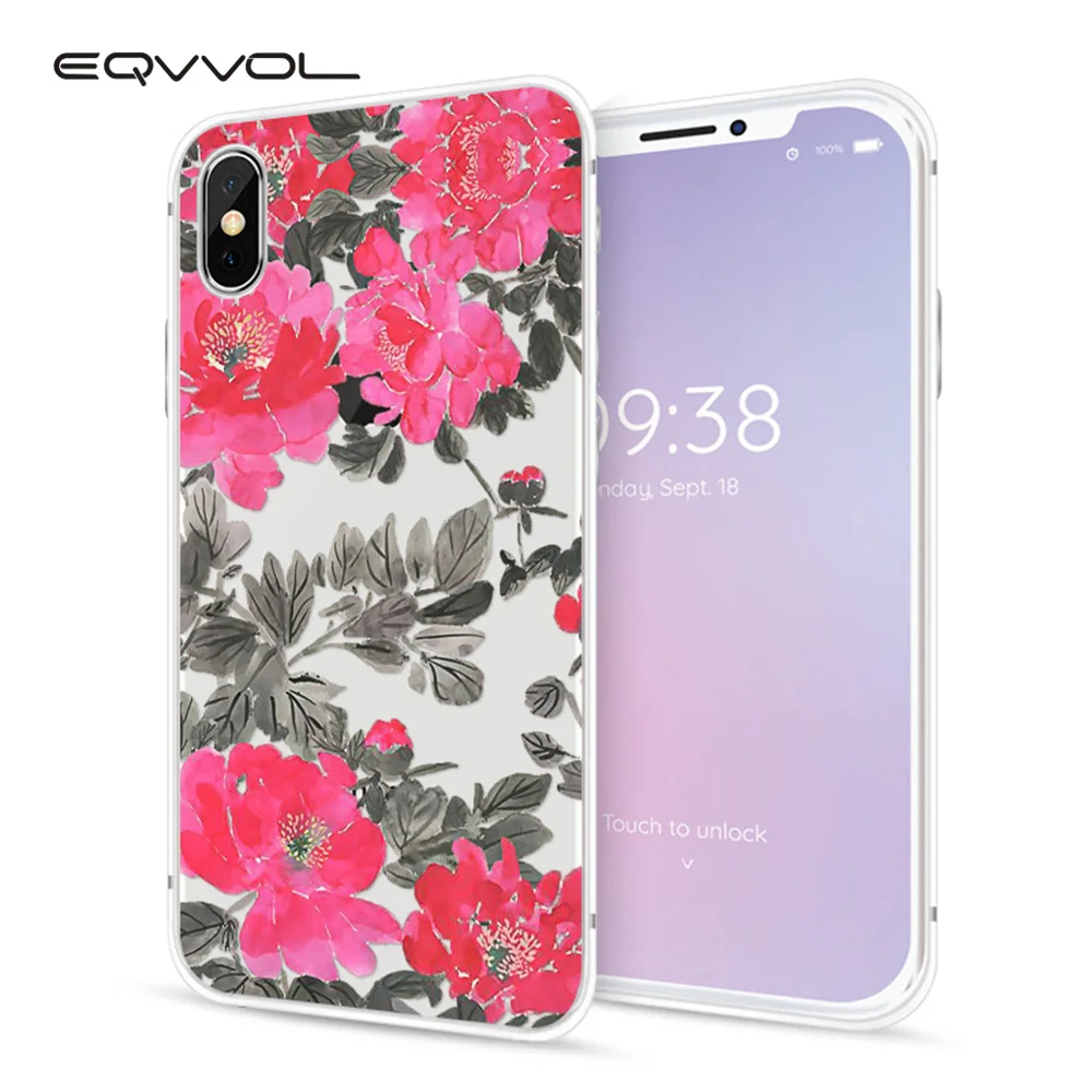 Eqvvol Модный чехол для телефона с цветочным узором iPhone X 8 7 6 6s Plus мягкий из ТПУ 10 5 5S 5C