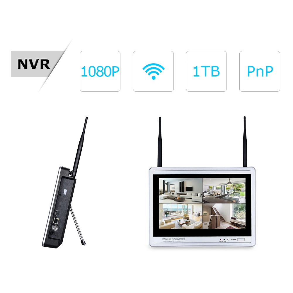 Новый P2P 960 P 4CH WI-FI NVR комплект 12 дюймов ЖК-дисплей монитор 36 ИК видеонаблюдения 1.3MP
