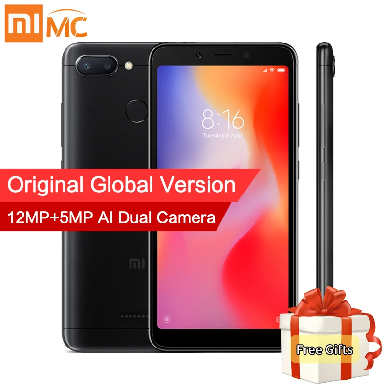 В наличии Глобальный Версия Xiaomi Redmi 6 4 ГБ 64 MTK Helio P22 Octa Core 5 45 &quotполный Экран 12MP + 5MP AI