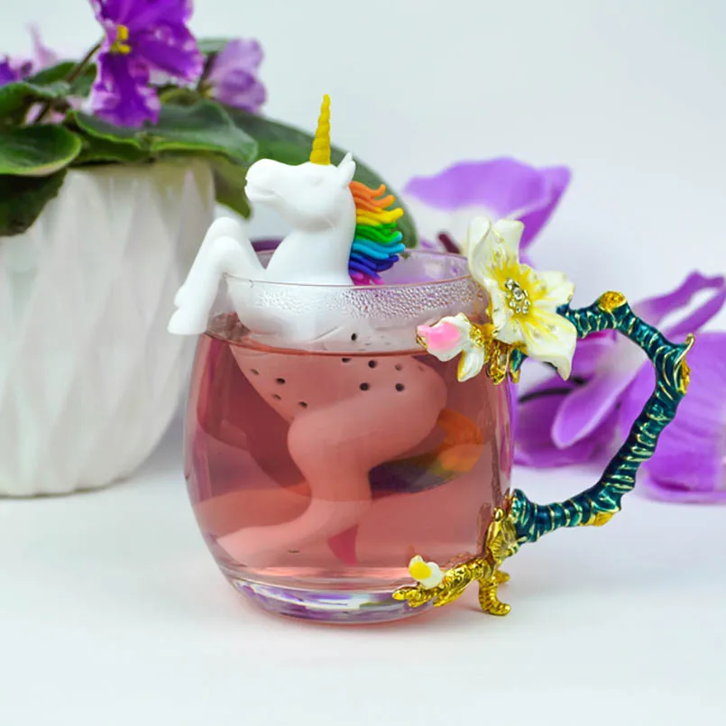 Творческий Единорог в форме лошади чай заварки еда класс силиконовые свободные