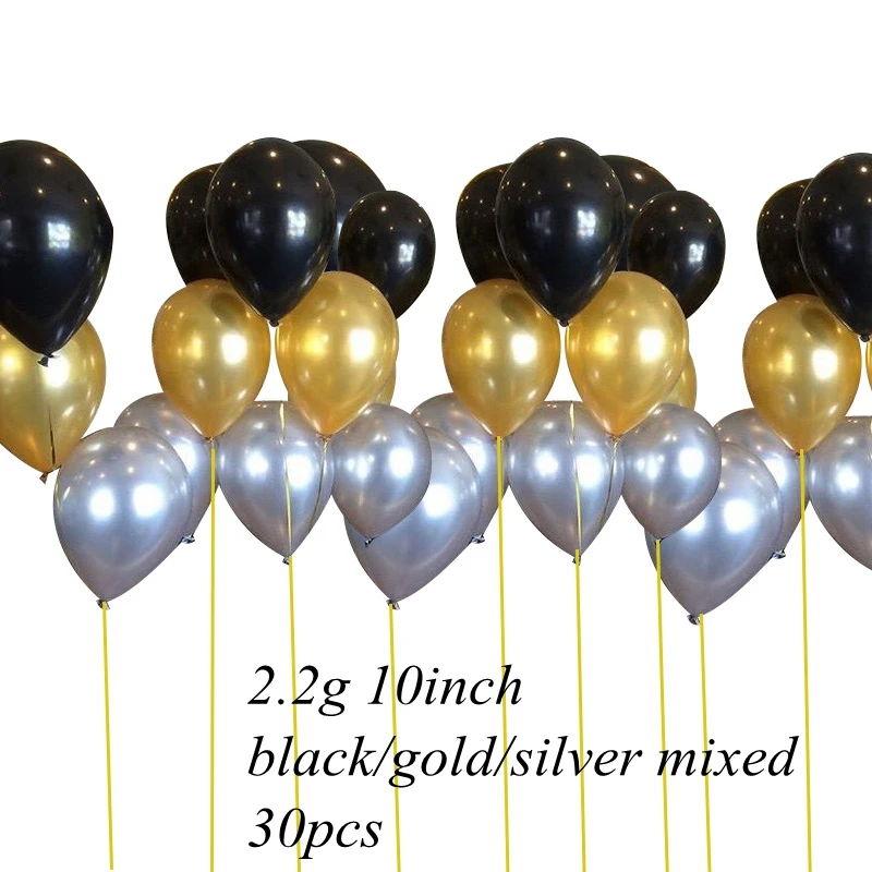 silver gold black 30 шт. 3 цвета 12 дюймов воздушные шары невесты латексные воздушные шары для дома Свадебная вечеринка украшения принадлежности для вечеринки-девичника - Цвет: silver gold black