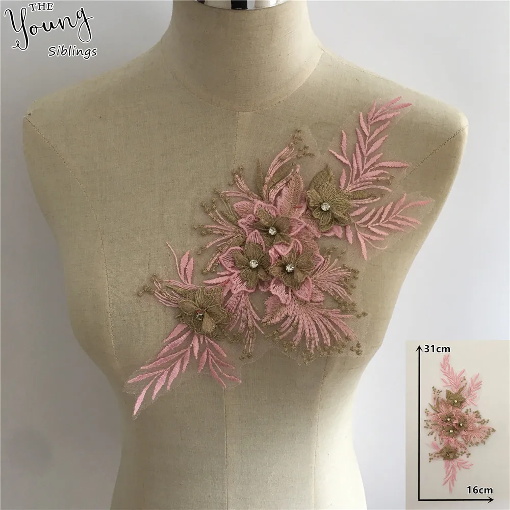 

Новое поступление 3D Цветочная вышивка аппликация кружевной воротник Стразы DIY отделка швейная ткань вырез аксессуары для одежды YL1767