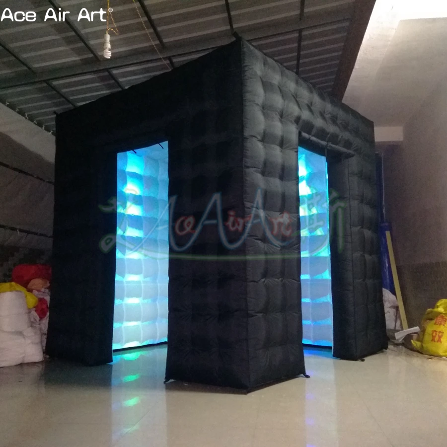 2 4 м черная наружная светодиодная квадратная палатка надувная фотобудка