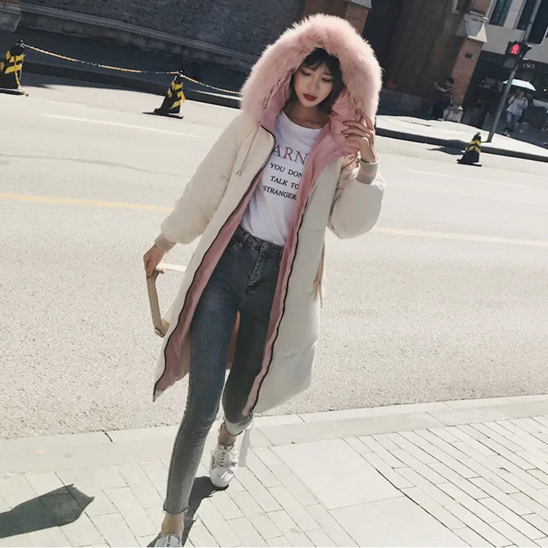 Women Chic Anti season clearance Winter Cotton Long Thickening Over-knee Easy Thin Korean Heavy Cotton-padded Jacket Parkas down | Женская