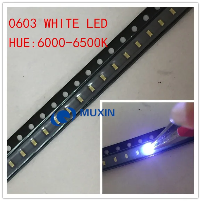 1000 шт./лот маленькая белая лампа 0603 SMD LED белые светоизлучающие диоды Бесплатная