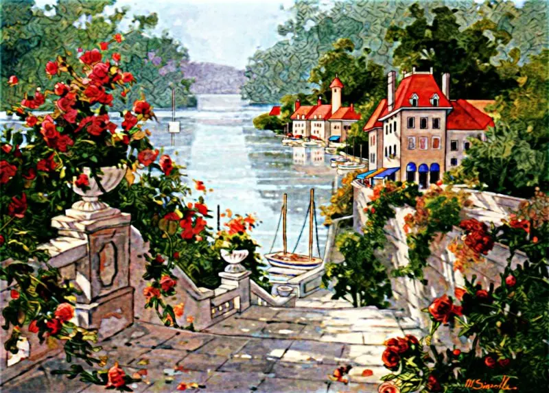 Настенный гобелен с искусственными пейзажами итальянская гавань классический