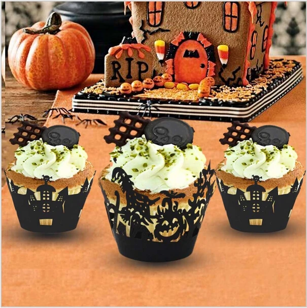 24 шт/лот Хэллоуин Spiderweb/ведьма/замок лазерной резки формы и обертки для