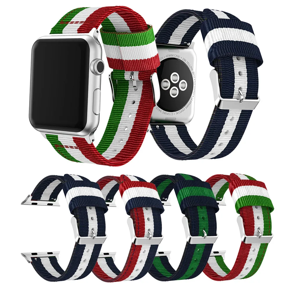 Нейлон браслет Нержавеющая сталь Пряжка ремешок для Apple Watch series 1/2/3 42 мм 38 iwatch