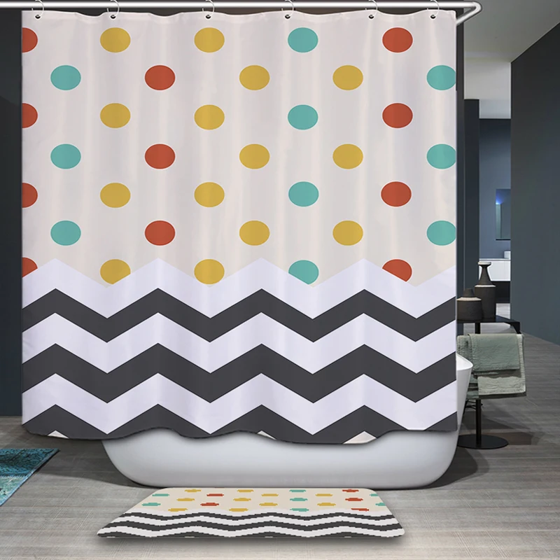 Waterproof &amp Mildewproof Polyester Shower Curtain Nautical Anchor / Geometric Spanish House Bathroom Decor With Hooks | Дом и сад